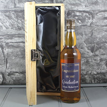 Load image into Gallery viewer, Graduation Single Wooden Box and Personalised Whisky Bottle
