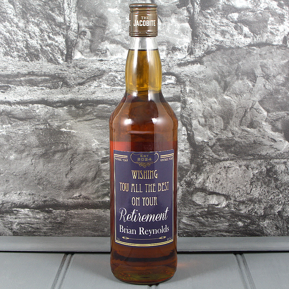 Retirement Single Bottle With A Personalised Label Printed