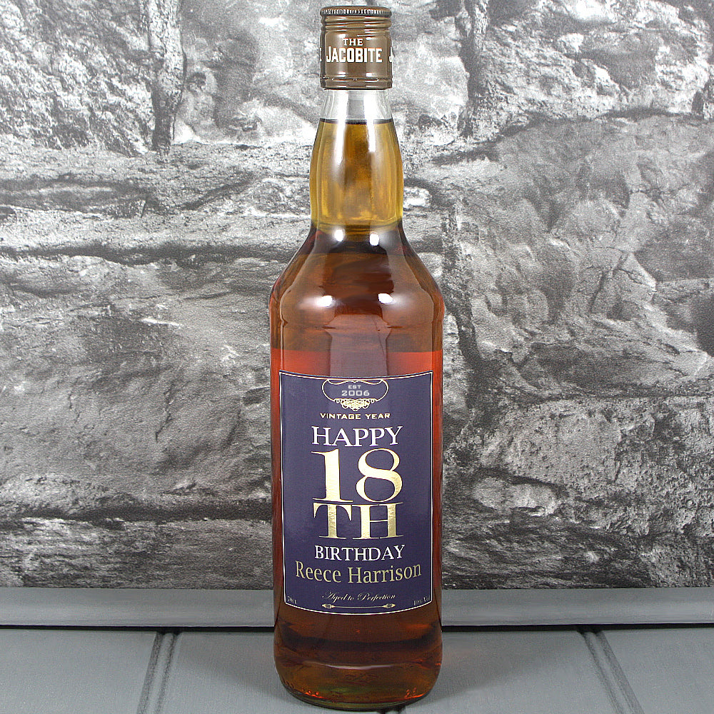 Happy 18th Birthday Single Bottle With A Personalised Label Printed