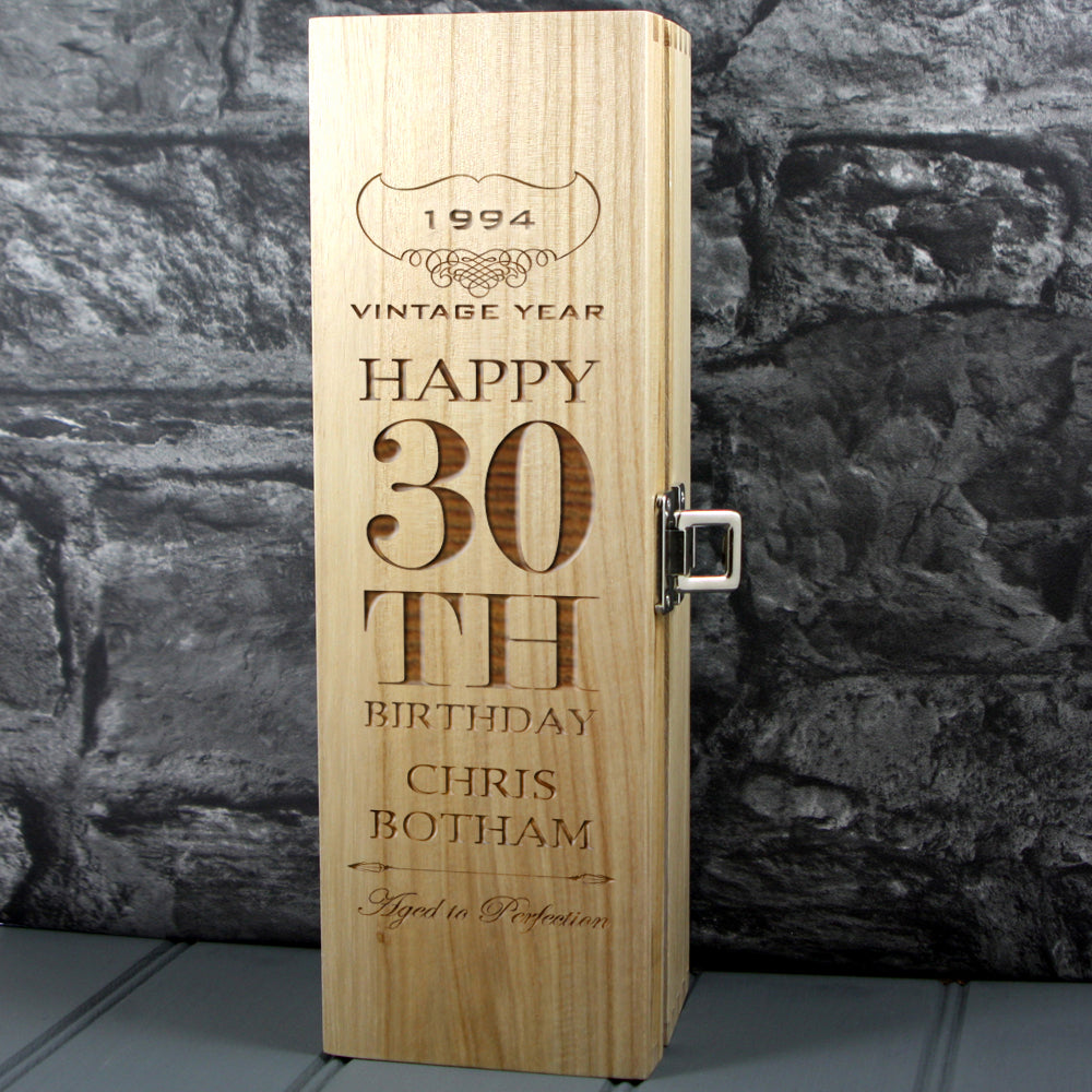 Happy 30th Birthday Single Wood Box