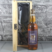 Load image into Gallery viewer, Happy 30th Birthday Single Wooden Box and Personalised Whisky Bottle
