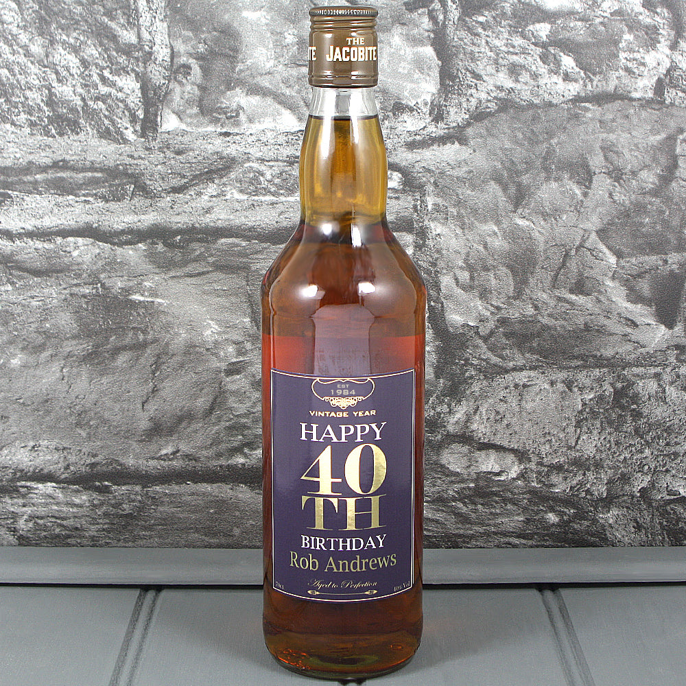 Happy 40th Birthday Single Bottle With A Personalised Label Printed