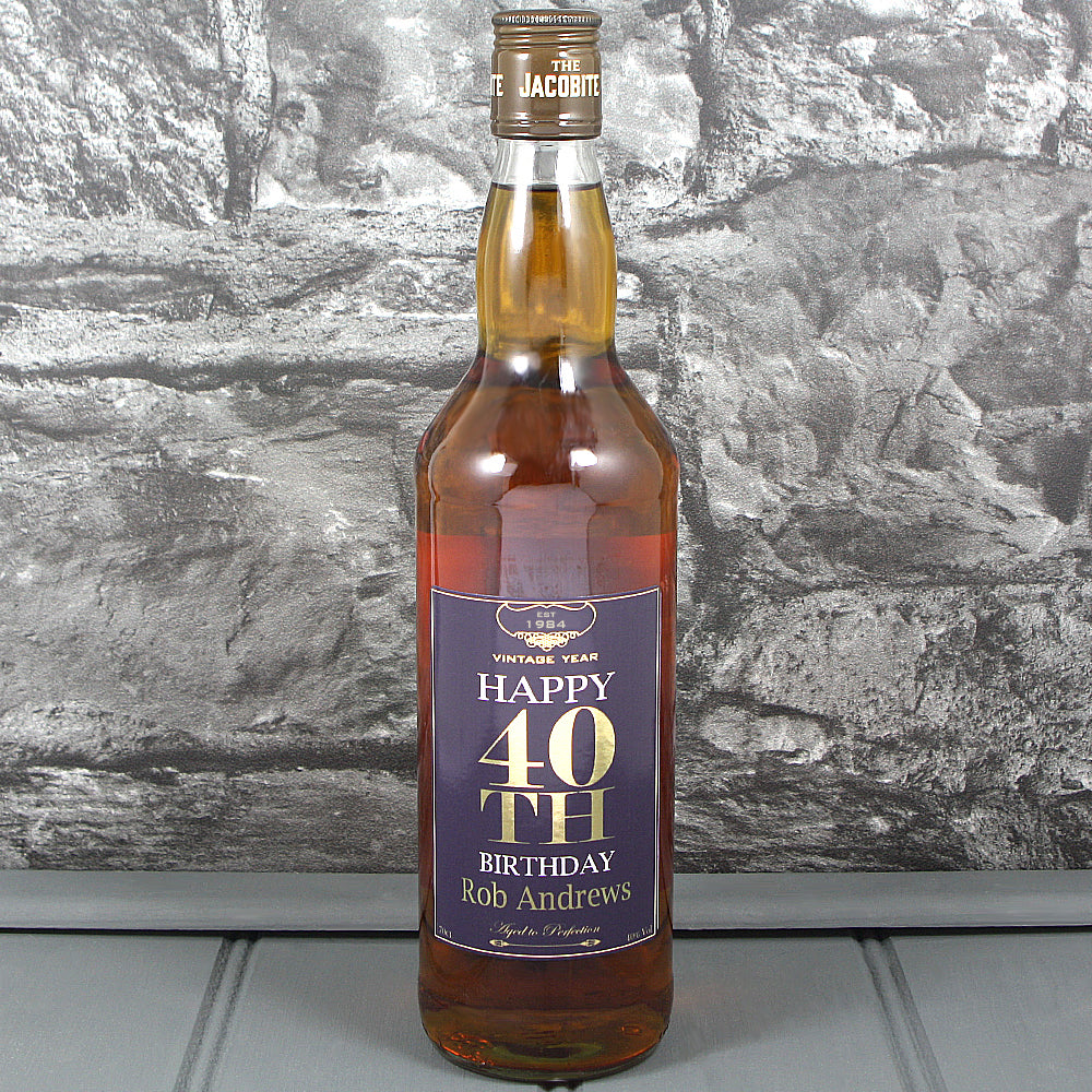 Happy 40th Birthday Single Bottle With A Personalised Label Printed