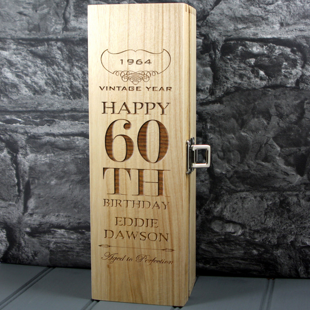 Happy 60th Birthday Single Wood Box