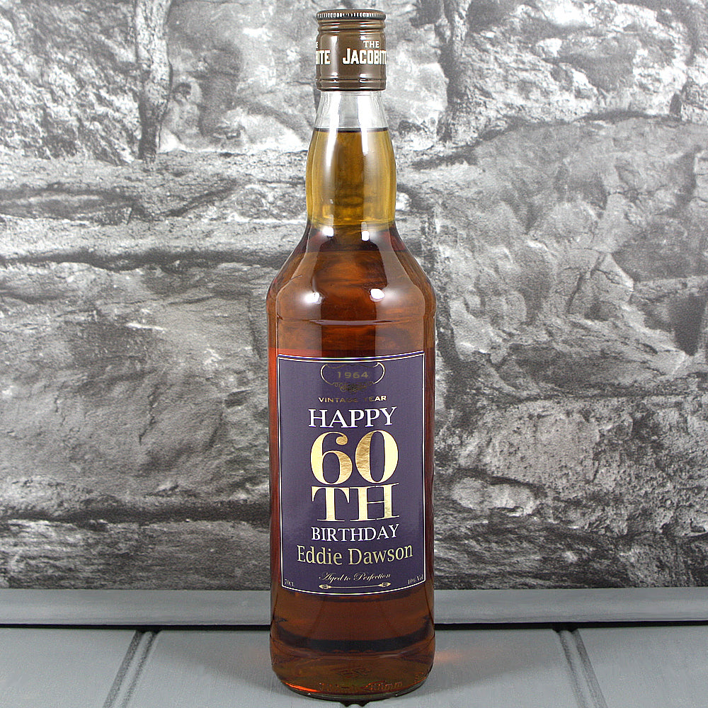 Happy 60th Birthday Single Bottle With A Personalised Label Printed