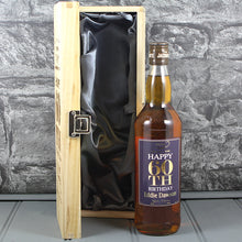 Load image into Gallery viewer, Happy 60th Birthday Single Wooden Box and Personalised Whisky Bottle
