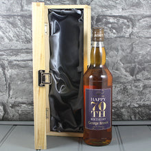 Load image into Gallery viewer, Happy 70th Birthday Single Wooden Box and Personalised Whisky Bottle
