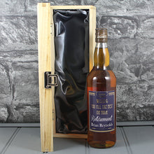 Load image into Gallery viewer, Retirement Single Wooden Box and Personalised Whisky Bottle
