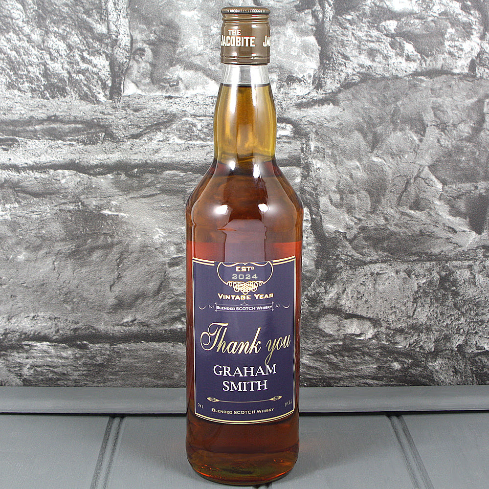 Thank You Single Bottle With A Personalised Label Printed