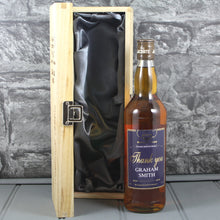 Load image into Gallery viewer, Thank You Single Wooden Box and Personalised Whisky Bottle
