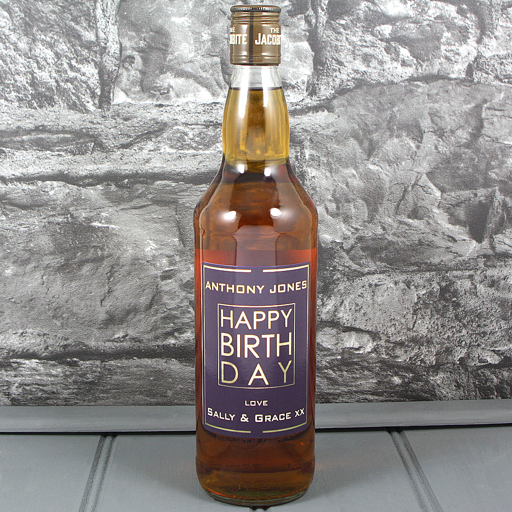 Happy Birthday Single Bottle With A Personalised Label Printed