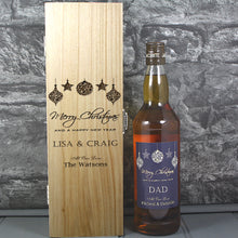 Load image into Gallery viewer, Merry Christmas Single Wooden Box and Personalised Whisky Bottle
