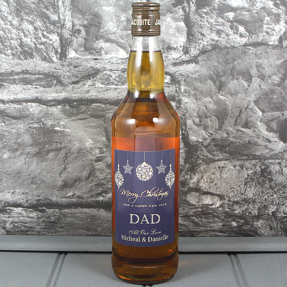 Merry Christmas Single Bottle With A Personalised Label Printed